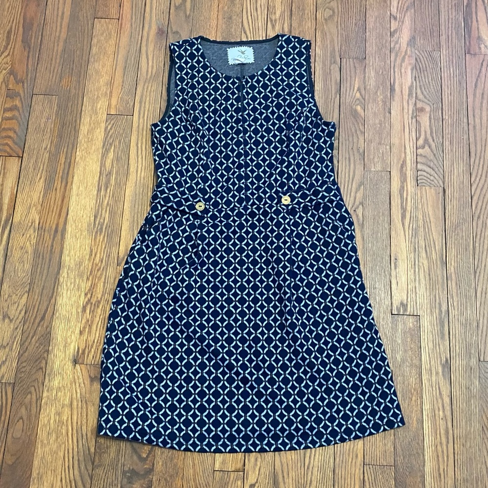 Tabitha Dress Dark Blue With White Pattern Size 10